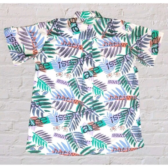 Swatch Other - Vtg 90s Swatch Not So Big MED Hawaiian Leaf Print Button Down Shirt Beachy Vacay